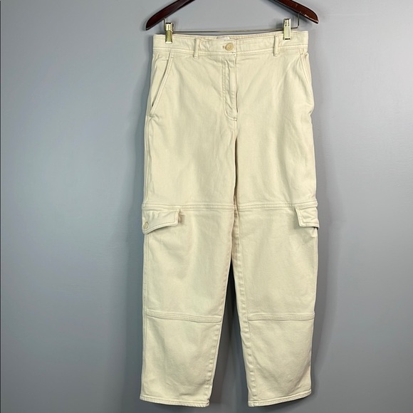 Wilfred Free Aritzia Twill Modern Cargo Pants GD Birch Cream Cotton Size 8 - Picture 10 of 10